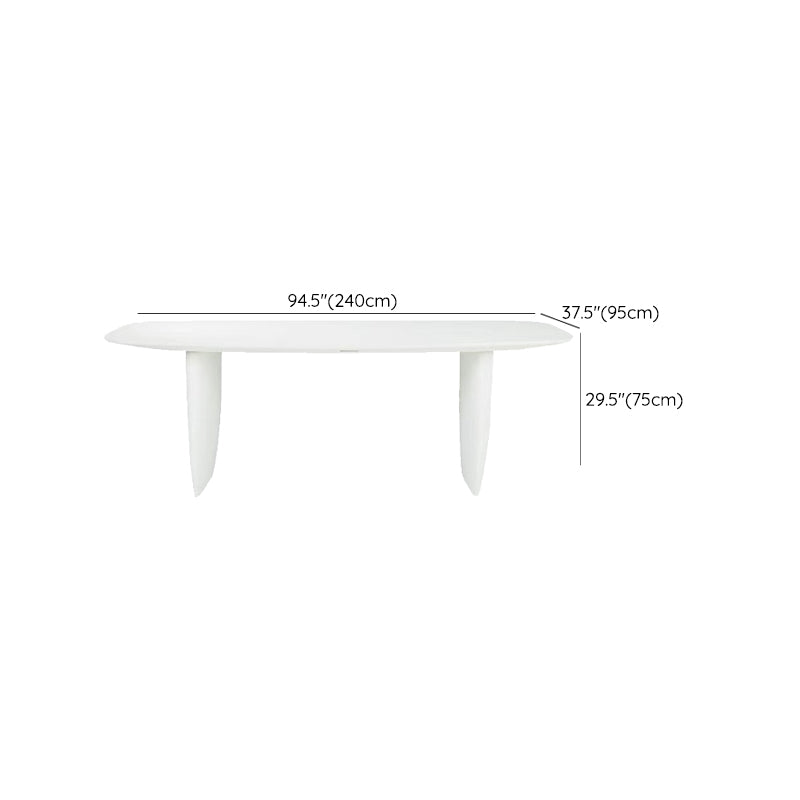 Rectangle White Indoor Dining Table Modern Dinette Table with Double Pedestal Clearhalo 'Dining Tables & Seating' 'Dining Tables' 'dining_table' 'furn' 'furn_dining_table' 'Furniture' 'Kitchen & Dining Furniture' 7369042
