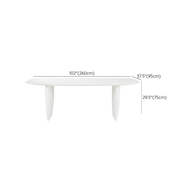 Rectangle White Indoor Dining Table Modern Dinette Table with Double Pedestal Clearhalo 'Dining Tables & Seating' 'Dining Tables' 'dining_table' 'furn' 'furn_dining_table' 'Furniture' 'Kitchen & Dining Furniture' 7369043