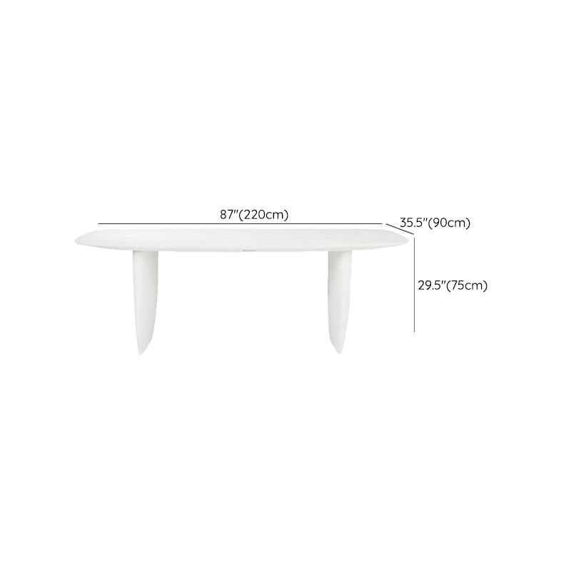 Rectangle White Indoor Dining Table Modern Dinette Table with Double Pedestal Clearhalo 'Dining Tables & Seating' 'Dining Tables' 'dining_table' 'furn' 'furn_dining_table' 'Furniture' 'Kitchen & Dining Furniture' 7369046