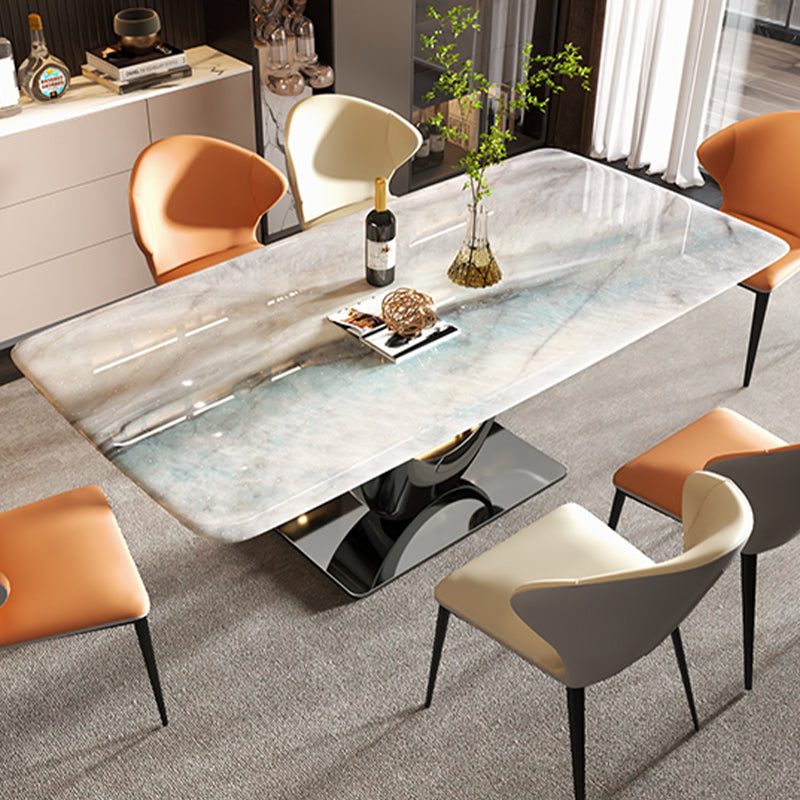 Table de dîner rectangulaire Table de salle à manger sur pied contemporaine