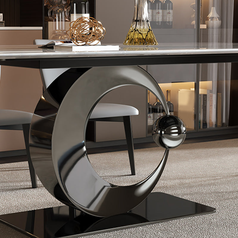 Table de dîner rectangulaire Table de salle à manger sur pied contemporaine