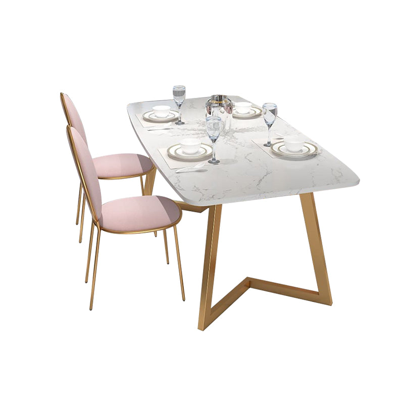 White - Gold Dining Room Dinner Kitchen Table Rectangle Dining Table