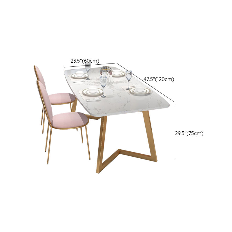 White - Gold Dining Room Dinner Kitchen Table Rectangle Dining Table