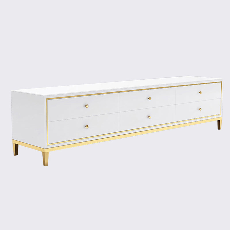 Glass Media Console Glam Media Console TV Stand with Drawers White Clearhalo 'furn' 'furn_tv_stands_entertainment_centers' 'Furniture' 'Living Room Furniture' 'TV Stands & Entertainment Centers' 'TV Stands & Media Storage Furniture' 'tv_stands_entertainment_centers' 7369139