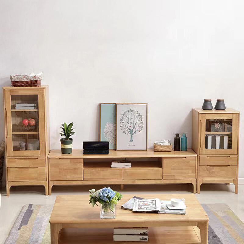 Scandinavian Media Console Solid Wood TV Console with Drawers Clearhalo 'furn' 'furn_tv_stands_entertainment_centers' 'Furniture' 'Living Room Furniture' 'TV Stands & Entertainment Centers' 'TV Stands & Media Storage Furniture' 'tv_stands_entertainment_centers' 7369155