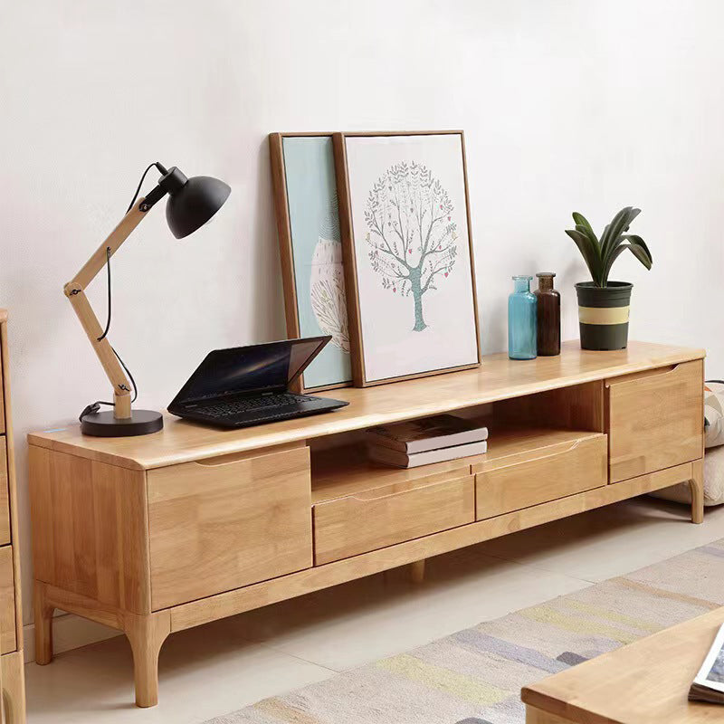 Scandinavian Media Console Solid Wood TV Console with Drawers Natural Clearhalo 'furn' 'furn_tv_stands_entertainment_centers' 'Furniture' 'Living Room Furniture' 'TV Stands & Entertainment Centers' 'TV Stands & Media Storage Furniture' 'tv_stands_entertainment_centers' 7369157