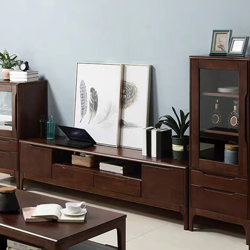 Scandinavian Media Console Solid Wood TV Console with Drawers Clearhalo 'furn' 'furn_tv_stands_entertainment_centers' 'Furniture' 'Living Room Furniture' 'TV Stands & Entertainment Centers' 'TV Stands & Media Storage Furniture' 'tv_stands_entertainment_centers' 7369161