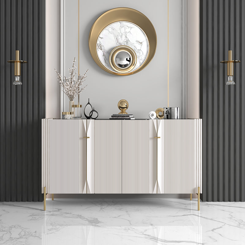 Sideboard a buffet in legno moderno ingegnerizzato 35,4 "Sideboard alta con gambe in acciaio inossidabile