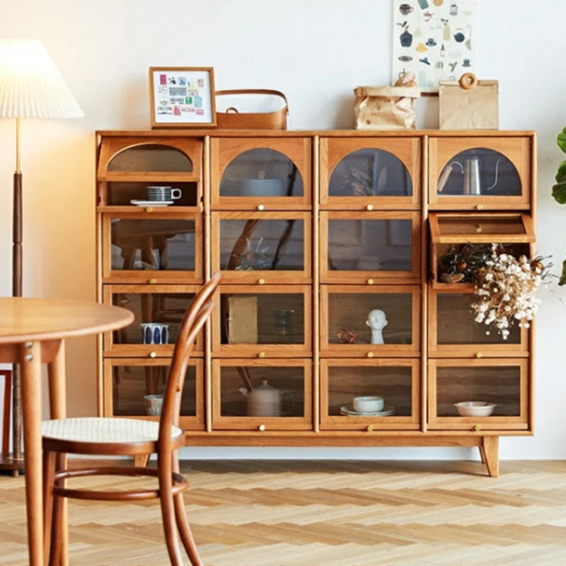 Moderno sideboard in pino porte di vetro armadio di sideboard per sala da pranzo