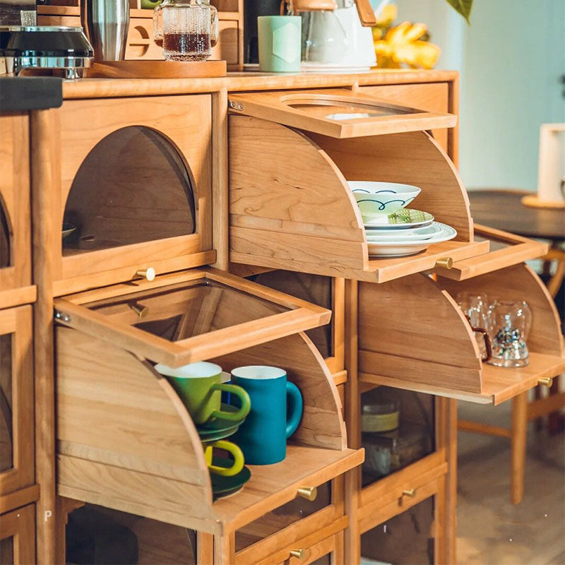 Moderno sideboard in pino porte di vetro armadio di sideboard per sala da pranzo