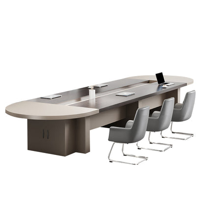 Contemporary Artificial Wood Writing Desk Oval Office Desk for Office 141.7"L x 59.1"W x 29.5"H Clearhalo 'furn' 'furn_office_desk' 'Furniture' 'Office Desks' 'Office Furniture' 'office_desk' 7369268