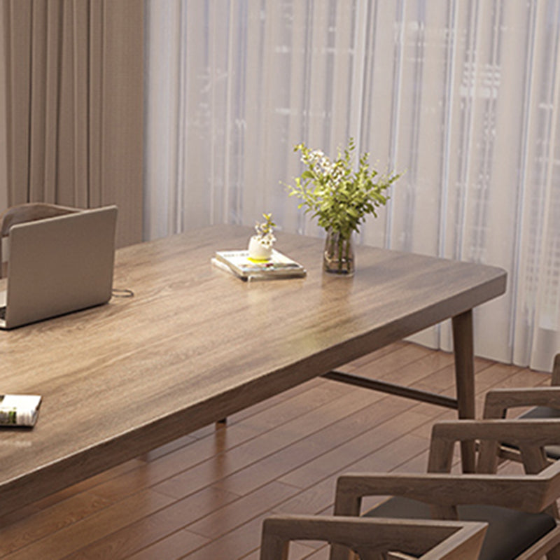 Scrivania di scrittura rettangolare in stile moderno 29.53 "scrivania in legno massello alto con base a forma di H