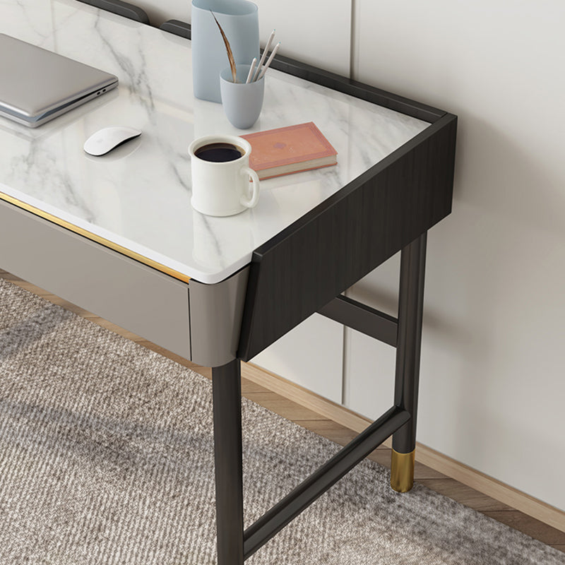 Tâches de forme rectangulaire de bureau moderne des bureaux en pierre avec 2 tiroirs