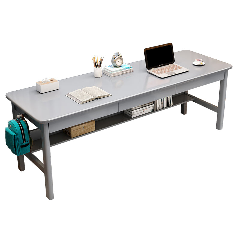 Modern 3 Drawers Writing Desk Rectangle 23.62" Wide Office Desk with 1 Shelf 63"L x 23.6"W x 29.5"H Grey Clearhalo 'furn' 'furn_office_desk' 'Furniture' 'Office Desks' 'Office Furniture' 'office_desk' 7369325