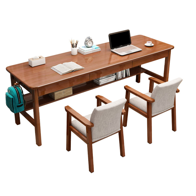 Modern 3 Drawers Writing Desk Rectangle 23.62" Wide Office Desk with 1 Shelf Clearhalo 'furn' 'furn_office_desk' 'Furniture' 'Office Desks' 'Office Furniture' 'office_desk' 7369332