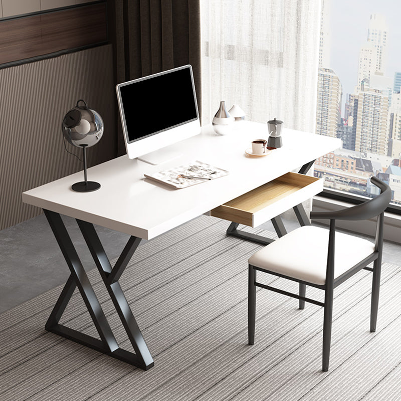 Rectangular Solid Wood Office Desk Antique Finish Computer Desk 55.1"L x 27.6"W x 29.5"H 1 Clearhalo 'furn' 'furn_office_desk' 'Furniture' 'Office Desks' 'Office Furniture' 'office_desk' 7369337