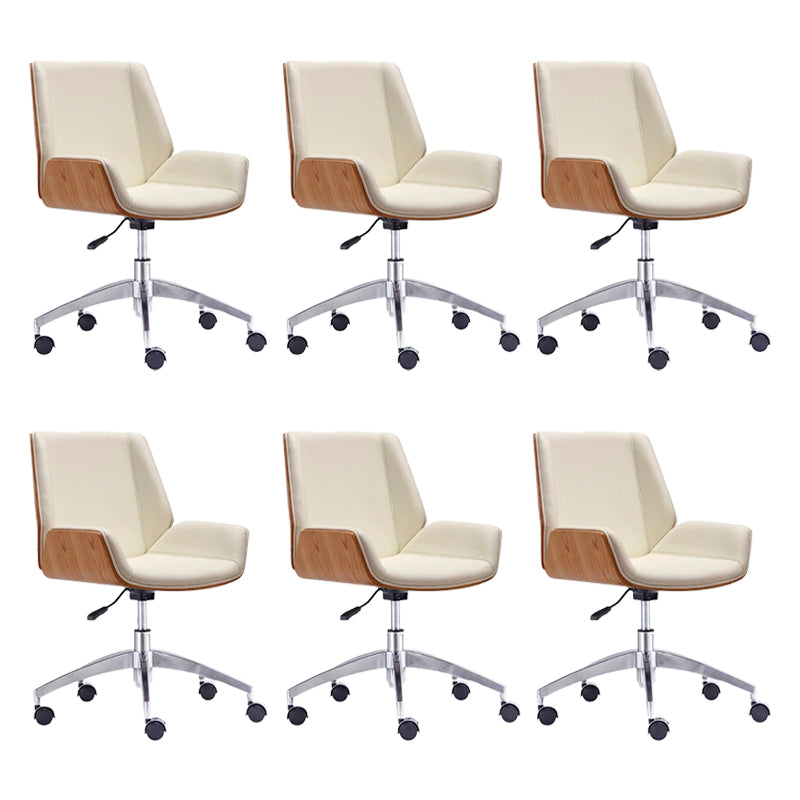 Modern Swivel Desk Chair Faux Leather Conference Mid Back Chair