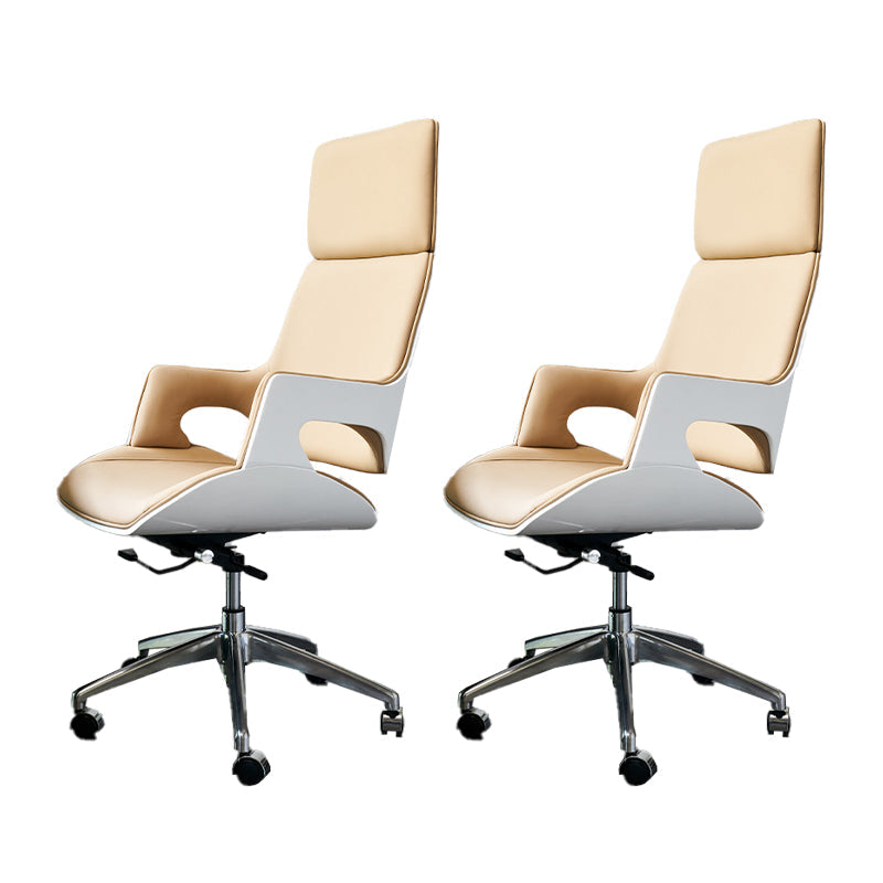 Chaise de gestion pivotante contemporaine chaise de bureau marron en cuir en cuir en cuir