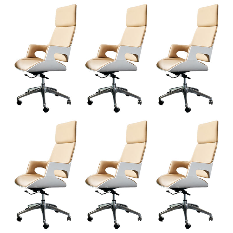 Chaise de gestion pivotante contemporaine chaise de bureau marron en cuir en cuir en cuir