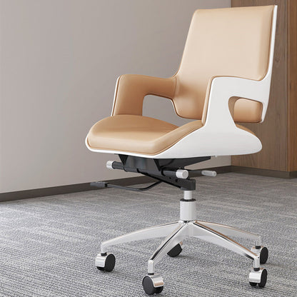 Chaise de gestion pivotante contemporaine chaise de bureau marron en cuir en cuir en cuir