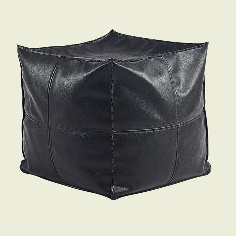 Modern Orange Pure Color Pouf PU Leather Water Resistant Pouf Black 1 Piece Clearhalo 'furn' 'furn_ottomans_poufs' 'Furniture' 'Living Room Furniture' 'Ottomans & Poufs' 'ottomans_poufs' 7369555