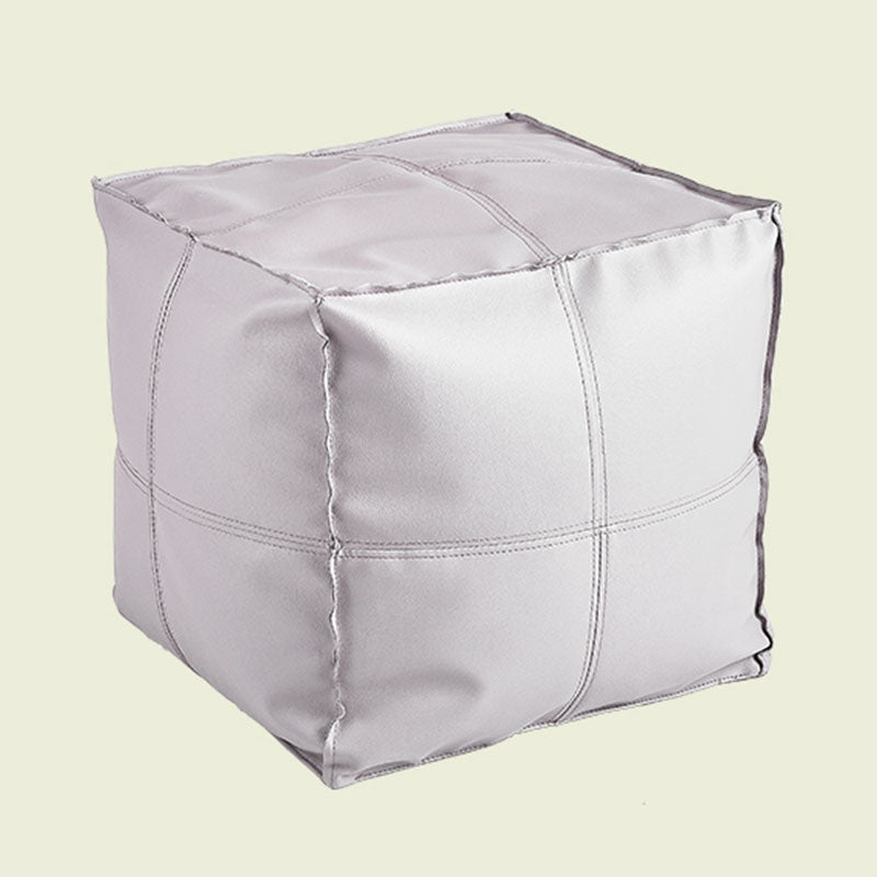 Modern Orange Pure Color Pouf PU Leather Water Resistant Pouf Light Gray 1 Piece Clearhalo 'furn' 'furn_ottomans_poufs' 'Furniture' 'Living Room Furniture' 'Ottomans & Poufs' 'ottomans_poufs' 7369557