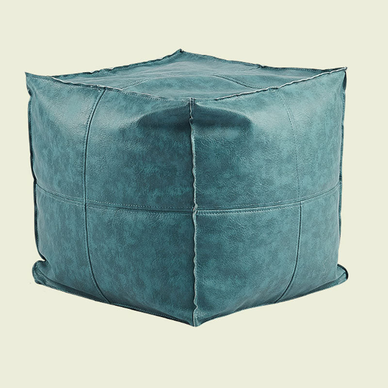 Modern Orange Pure Color Pouf PU Leather Water Resistant Pouf Blue 1 Piece Clearhalo 'furn' 'furn_ottomans_poufs' 'Furniture' 'Living Room Furniture' 'Ottomans & Poufs' 'ottomans_poufs' 7369561
