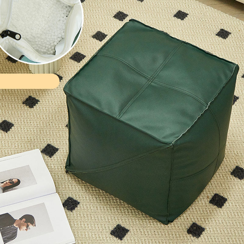 Modern Orange Pure Color Pouf PU Leather Water Resistant Pouf Dark Green 1 Piece Clearhalo 'furn' 'furn_ottomans_poufs' 'Furniture' 'Living Room Furniture' 'Ottomans & Poufs' 'ottomans_poufs' 7369566