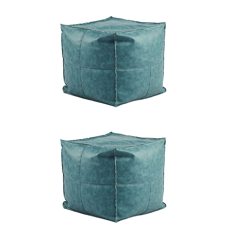 Modern Orange Pure Color Pouf PU Leather Water Resistant Pouf Blue 2 Piece Set Clearhalo 'furn' 'furn_ottomans_poufs' 'Furniture' 'Living Room Furniture' 'Ottomans & Poufs' 'ottomans_poufs' 7369570