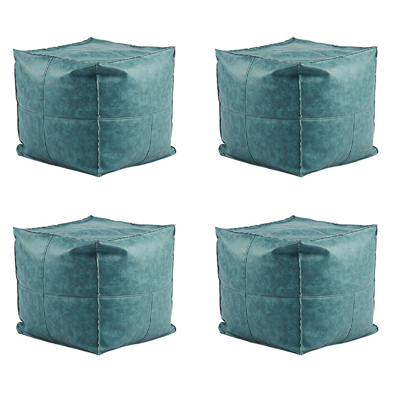 Modern Orange Pure Color Pouf PU Leather Water Resistant Pouf Blue 4 Piece Set Clearhalo 'furn' 'furn_ottomans_poufs' 'Furniture' 'Living Room Furniture' 'Ottomans & Poufs' 'ottomans_poufs' 7369571