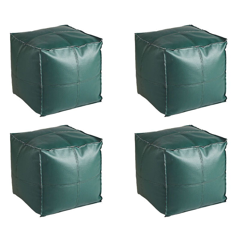 Modern Orange Pure Color Pouf PU Leather Water Resistant Pouf Dark Green 4 Piece Set Clearhalo 'furn' 'furn_ottomans_poufs' 'Furniture' 'Living Room Furniture' 'Ottomans & Poufs' 'ottomans_poufs' 7369573