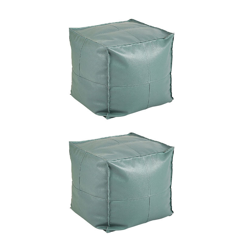 Modern Orange Pure Color Pouf PU Leather Water Resistant Pouf Light Green 2 Piece Set Clearhalo 'furn' 'furn_ottomans_poufs' 'Furniture' 'Living Room Furniture' 'Ottomans & Poufs' 'ottomans_poufs' 7369574