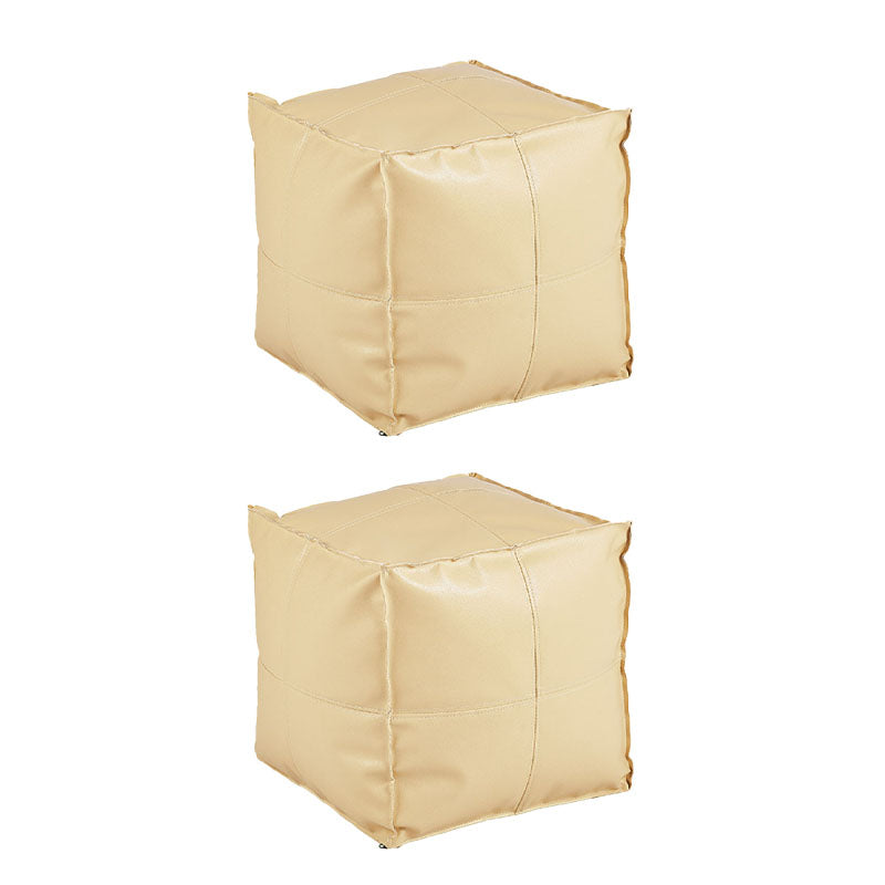 Modern Orange Pure Color Pouf PU Leather Water Resistant Pouf Light Yellow 2 Piece Set Clearhalo 'furn' 'furn_ottomans_poufs' 'Furniture' 'Living Room Furniture' 'Ottomans & Poufs' 'ottomans_poufs' 7369576
