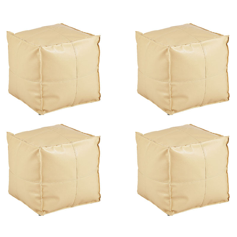 Modern Orange Pure Color Pouf PU Leather Water Resistant Pouf Light Yellow 4 Piece Set Clearhalo 'furn' 'furn_ottomans_poufs' 'Furniture' 'Living Room Furniture' 'Ottomans & Poufs' 'ottomans_poufs' 7369577