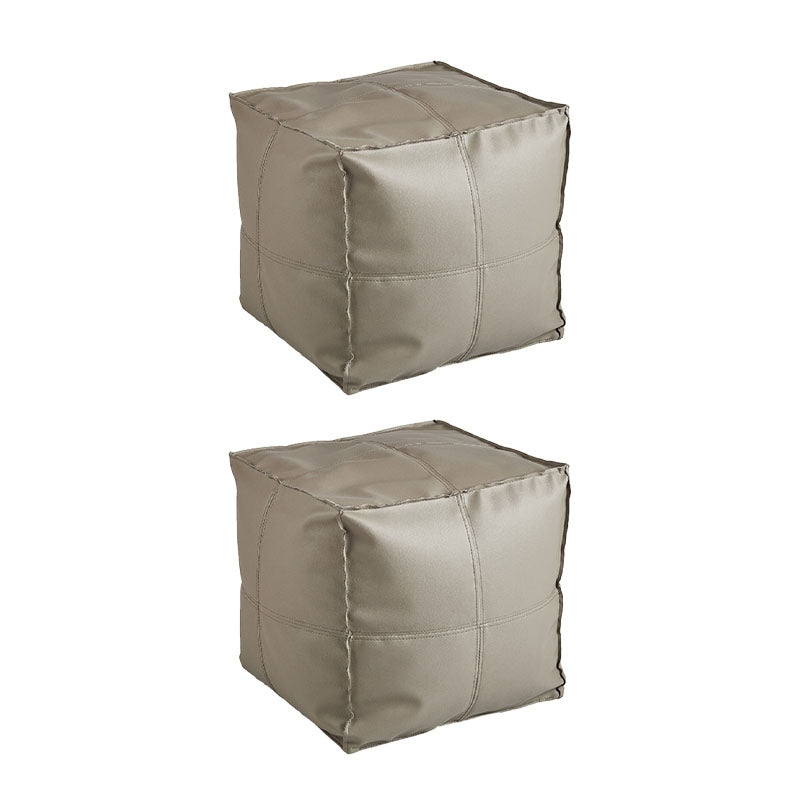 Modern Orange Pure Color Pouf PU Leather Water Resistant Pouf Grey 2 Piece Set Clearhalo 'furn' 'furn_ottomans_poufs' 'Furniture' 'Living Room Furniture' 'Ottomans & Poufs' 'ottomans_poufs' 7369578