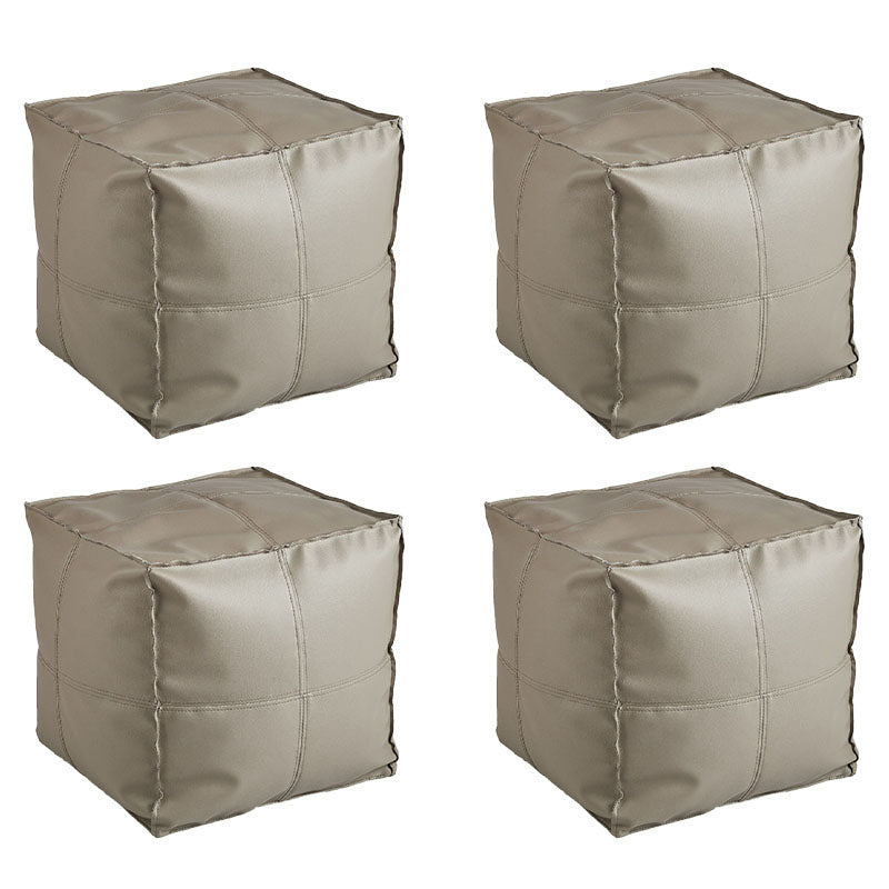 Modern Orange Pure Color Pouf PU Leather Water Resistant Pouf Grey 4 Piece Set Clearhalo 'furn' 'furn_ottomans_poufs' 'Furniture' 'Living Room Furniture' 'Ottomans & Poufs' 'ottomans_poufs' 7369579