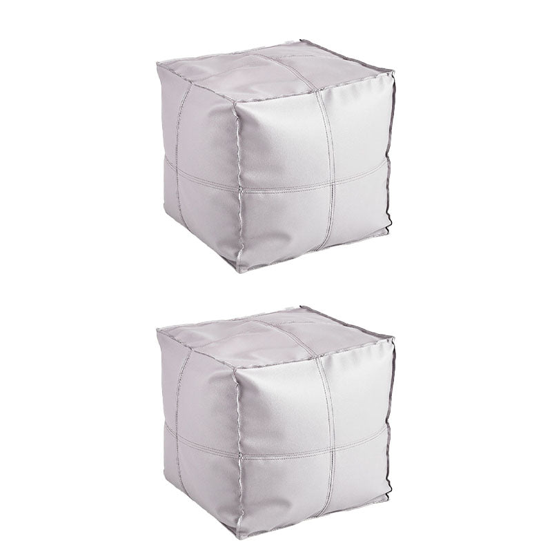 Modern Orange Pure Color Pouf PU Leather Water Resistant Pouf Light Gray 2 Piece Set Clearhalo 'furn' 'furn_ottomans_poufs' 'Furniture' 'Living Room Furniture' 'Ottomans & Poufs' 'ottomans_poufs' 7369580