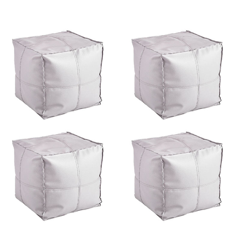 Modern Orange Pure Color Pouf PU Leather Water Resistant Pouf Light Gray 4 Piece Set Clearhalo 'furn' 'furn_ottomans_poufs' 'Furniture' 'Living Room Furniture' 'Ottomans & Poufs' 'ottomans_poufs' 7369581