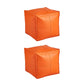 Modern Orange Pure Color Pouf PU Leather Water Resistant Pouf Orange 2 Piece Set Clearhalo 'furn' 'furn_ottomans_poufs' 'Furniture' 'Living Room Furniture' 'Ottomans & Poufs' 'ottomans_poufs' 7369582