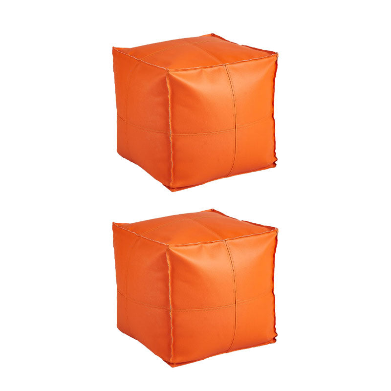 Modern Orange Pure Color Pouf PU Leather Water Resistant Pouf Orange 2 Piece Set Clearhalo 'furn' 'furn_ottomans_poufs' 'Furniture' 'Living Room Furniture' 'Ottomans & Poufs' 'ottomans_poufs' 7369582