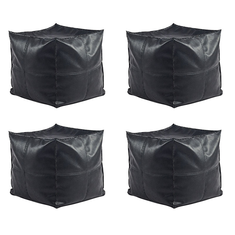 Modern Orange Pure Color Pouf PU Leather Water Resistant Pouf Black 4 Piece Set Clearhalo 'furn' 'furn_ottomans_poufs' 'Furniture' 'Living Room Furniture' 'Ottomans & Poufs' 'ottomans_poufs' 7369585