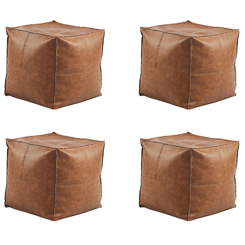Modern Orange Pure Color Pouf PU Leather Water Resistant Pouf Brown 4 Piece Set Clearhalo 'furn' 'furn_ottomans_poufs' 'Furniture' 'Living Room Furniture' 'Ottomans & Poufs' 'ottomans_poufs' 7369587