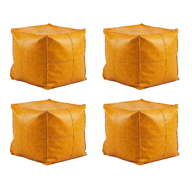 Modern Orange Pure Color Pouf PU Leather Water Resistant Pouf Yellow 4 Piece Set Clearhalo 'furn' 'furn_ottomans_poufs' 'Furniture' 'Living Room Furniture' 'Ottomans & Poufs' 'ottomans_poufs' 7369589