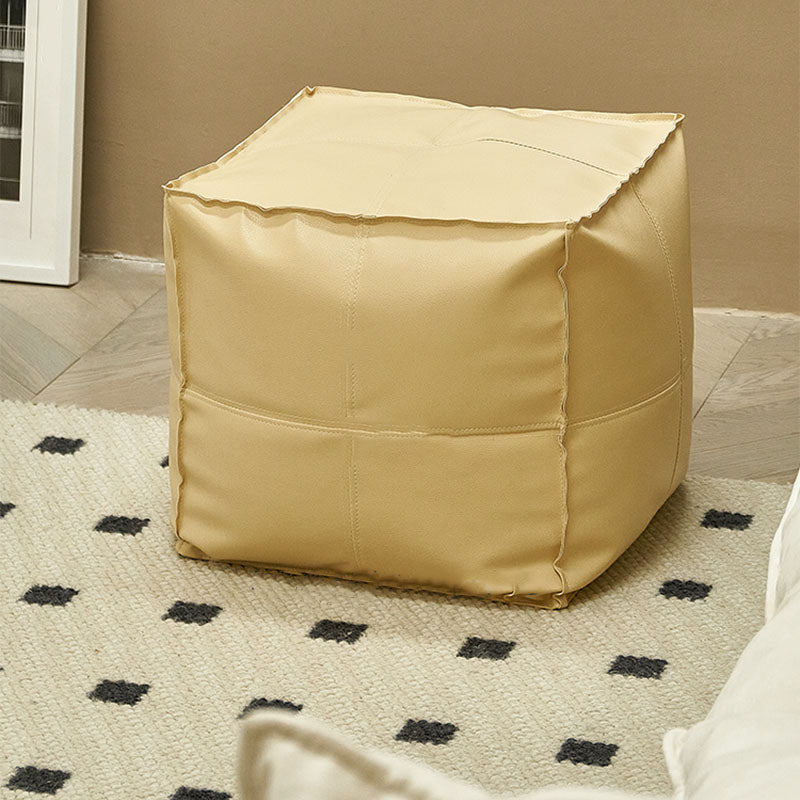 Modern Orange Pure Color Pouf PU Leather Water Resistant Pouf Light Yellow 1 Piece Clearhalo 'furn' 'furn_ottomans_poufs' 'Furniture' 'Living Room Furniture' 'Ottomans & Poufs' 'ottomans_poufs' 7369590