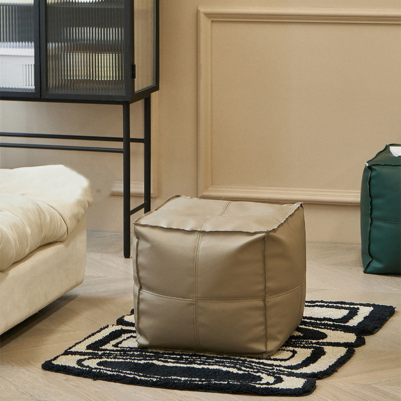 Modern Orange Pure Color Pouf PU Leather Water Resistant Pouf Grey 1 Piece Clearhalo 'furn' 'furn_ottomans_poufs' 'Furniture' 'Living Room Furniture' 'Ottomans & Poufs' 'ottomans_poufs' 7369591