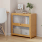 Contemporary Wood Accent Cabinet Rectangle Storage Cabinet with Glass Top