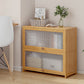 Contemporary Wood Accent Cabinet Rectangle Storage Cabinet with Glass Top