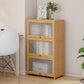 Contemporary Wood Accent Cabinet Rectangle Storage Cabinet with Glass Top