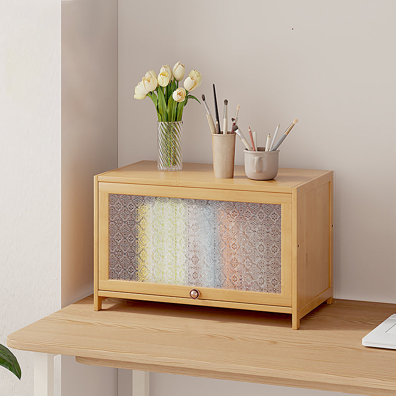 Armoire à accent en bois contemporain armoire de rangement rectangle avec dessus en verre