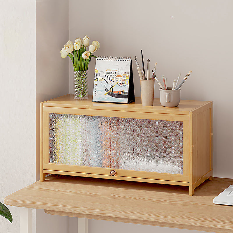 Armoire à accent en bois contemporain armoire de rangement rectangle avec dessus en verre